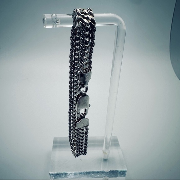 Vintage Italian Sterling Silver Bracelet | 11g Rope & Curb Chain 925 - Picture 10 of 16